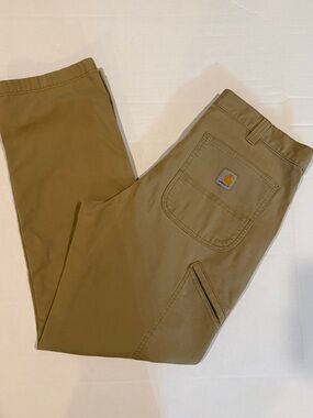 Carhartt Men's Khaki Canvas Work Rugged Flex Chinos with Utility Pocket 35 x 32